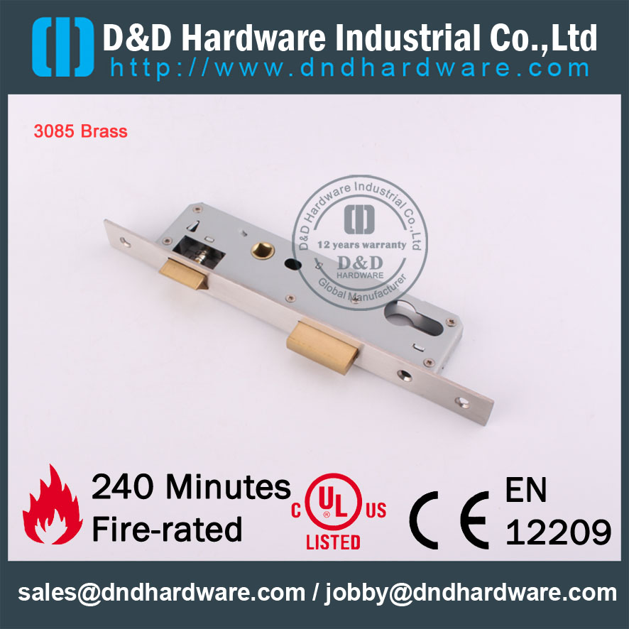 D&D Hardware-Door Accessories Brass 3085 Mortise Lock DDML021