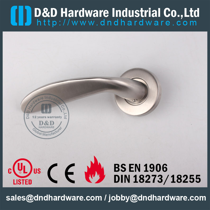 D&D Hardware-Metal Door SS304 Solid Door lever handle DDSH019