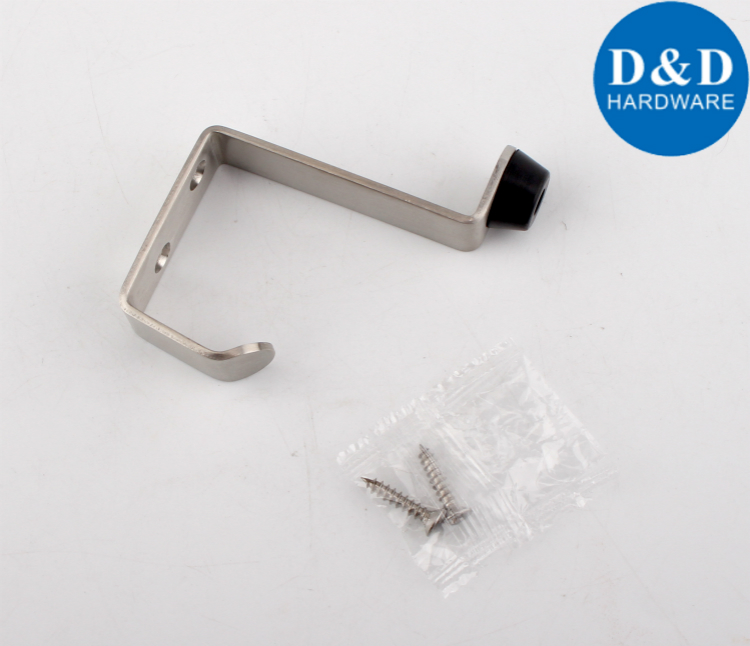 Stainless steel special wall mounted door stopper with hook-D&D Hardware