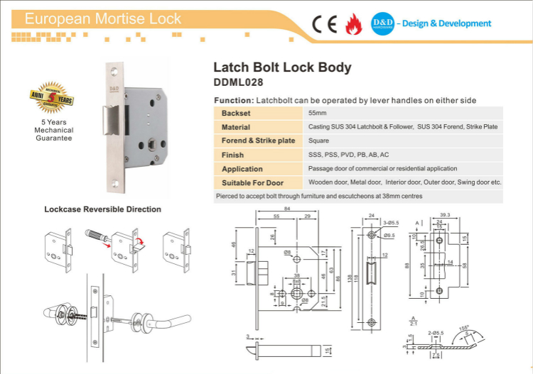 Latch Bolt Lock Body-D&D Hardware
