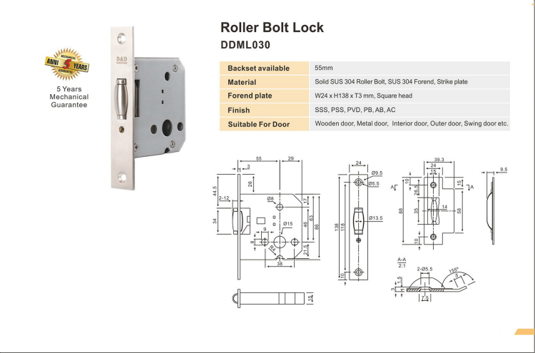 Roller Bolt Lock-D&D Hardware