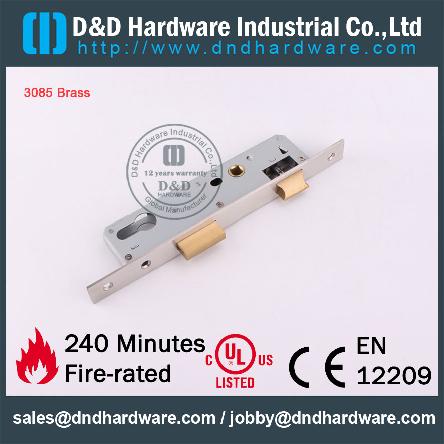 D&D Hardware-Door Fitting 3085 Brass Mortise Lock DDML021