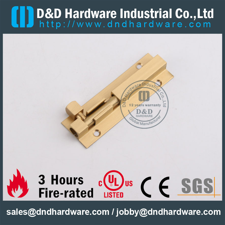 D&D Hardware-Square Type Door Fitting Brass Door Bolt DDDB016
