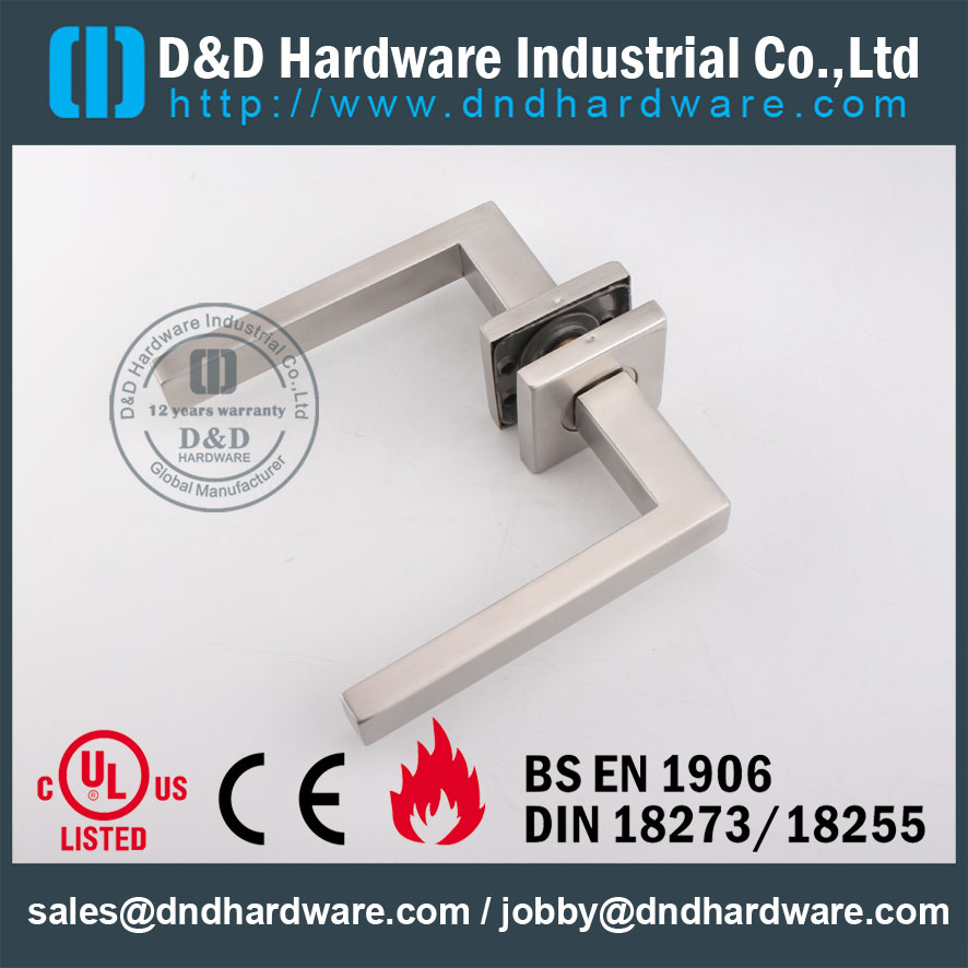 Stainless steel 304 Entry Designer Lever Handle on Rose for Wooden Doors -DDTH020 