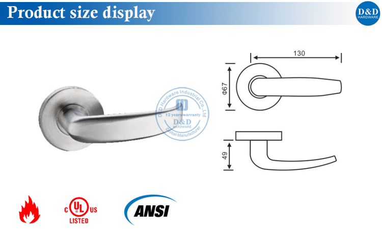 Stainless steel American style lever door handle-D&D Hardware