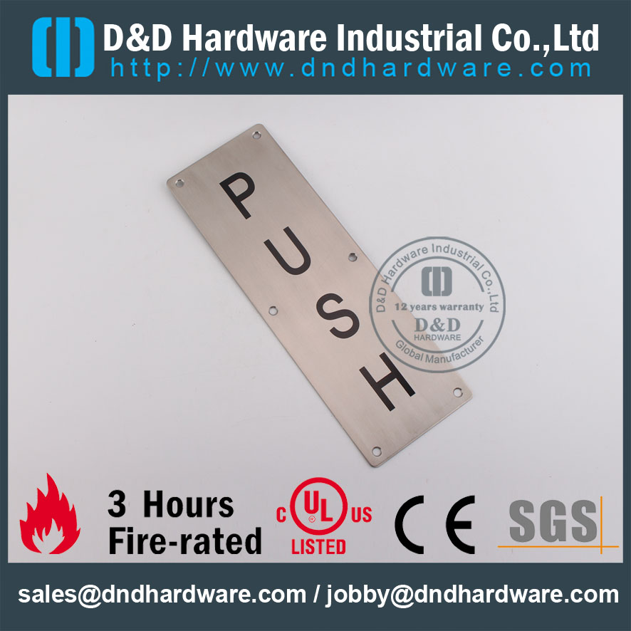 Stainless Steel 304 PUSH Plate 100x300mm for Exterior Wooden Doors –DDSP004