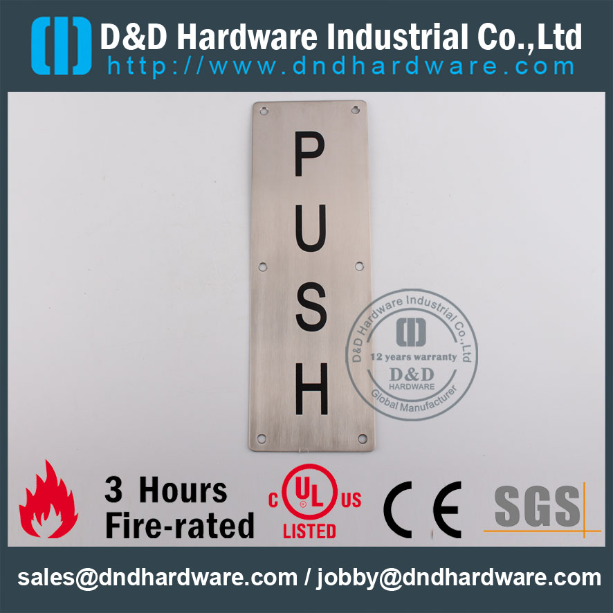 D&D Hardware-Modern Interior Square Type PUSH Plate DDSP004