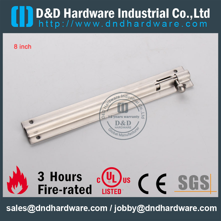 D&D Hardware-Modern Interior Fire Rated Door Bolt DDDB024