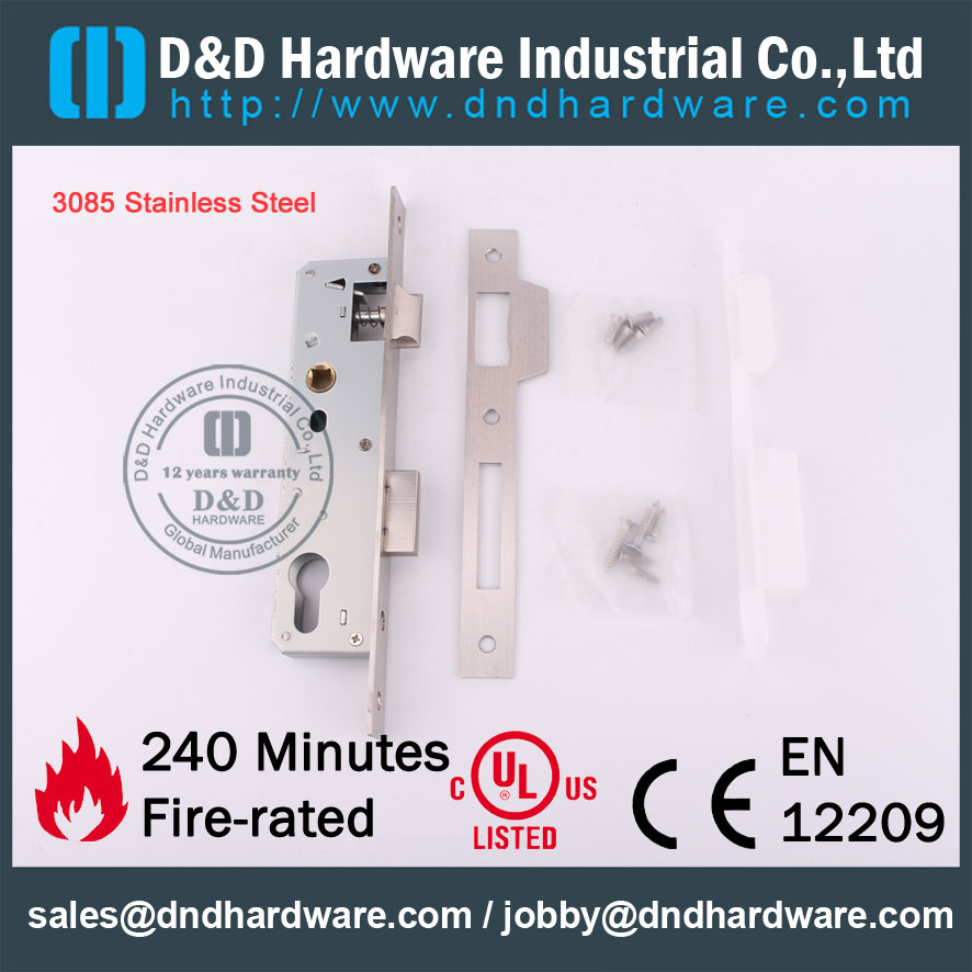 D&D Hardware-3085 Stainless Steel Decorative Design Mortise Lock DDML021