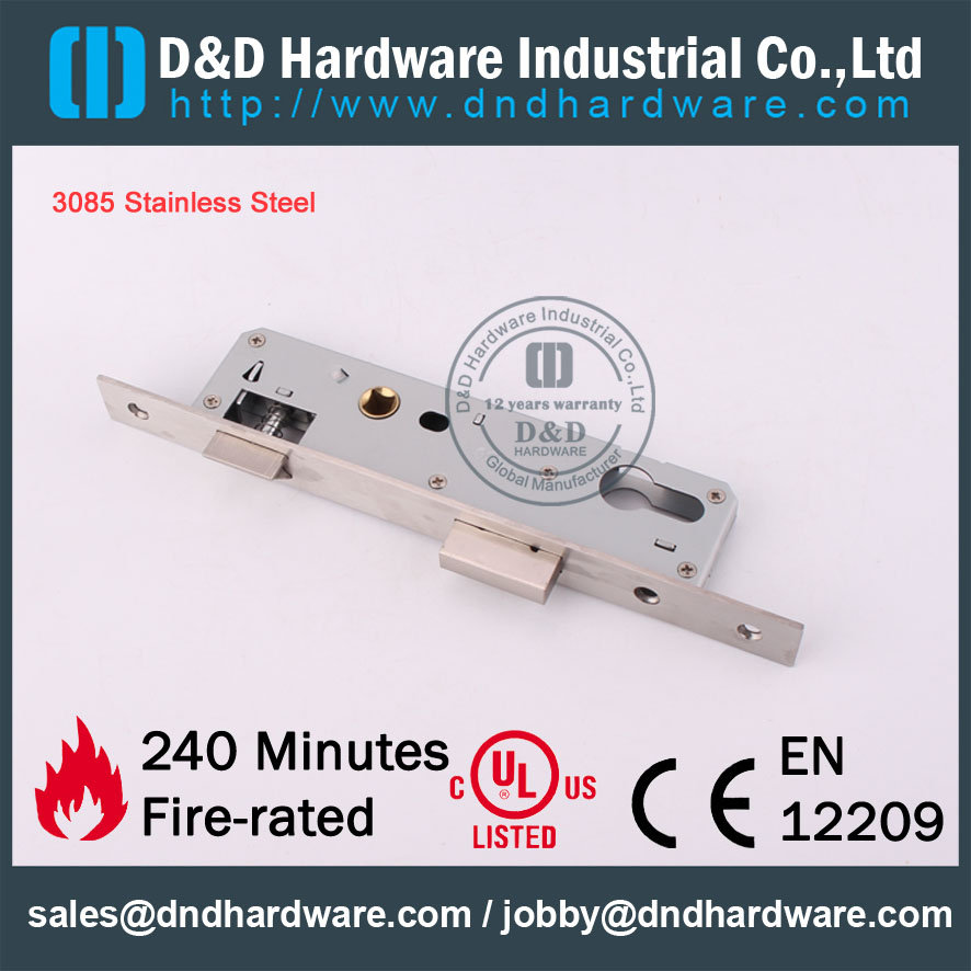 D&D Hardware-Modern Interior 3085 Stainless Steel Mortise Lock DDML021