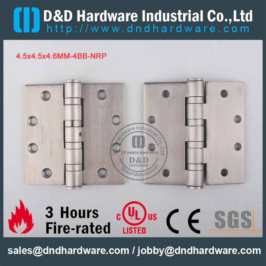 D&D Hardware-Stainless Steel 304 4.5x4.5x4.6-4BB NRP Door Hinge DDSS002