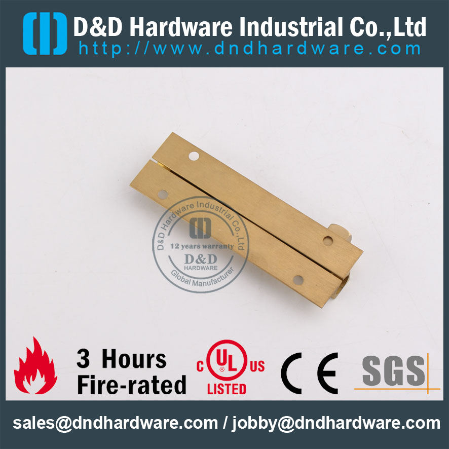 D&D Hardware-Wooden Door Square Brass narrel Bolt DDDB016