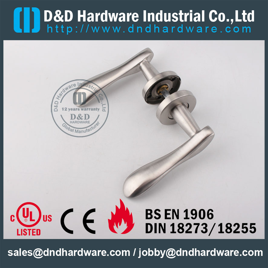 D&D Hardware-Fire Rated SSS Solid Door lever handle DDSH014
