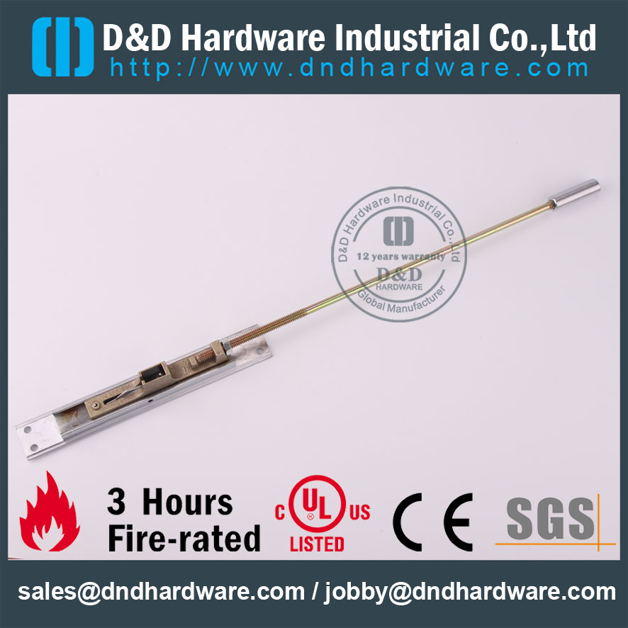 D&D Hardware-12 Inch fire Rated Door Brass Flush Bolt DDDB010