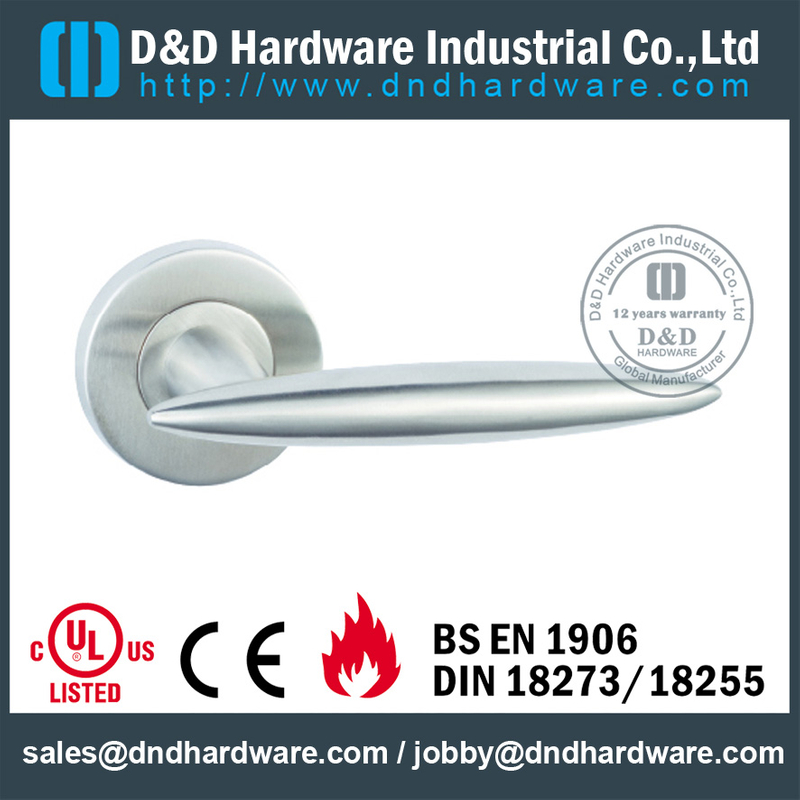 Stainless Steel classical door handle with round rose for Exterior Door- DDSH157 