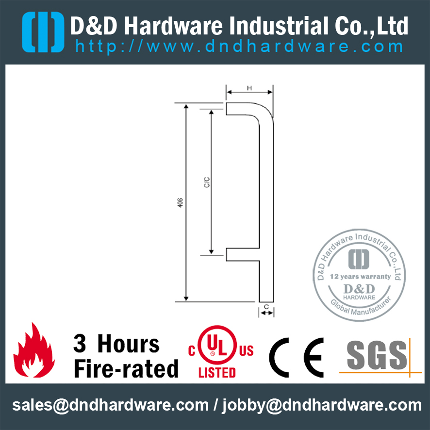 Stainless Steel Double Square Ring Door Pull Handle for Metal Door-DDPH040