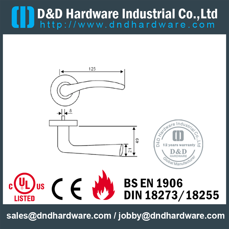 SUS316 popular durable solid handle for Office Door- DDSH155 
