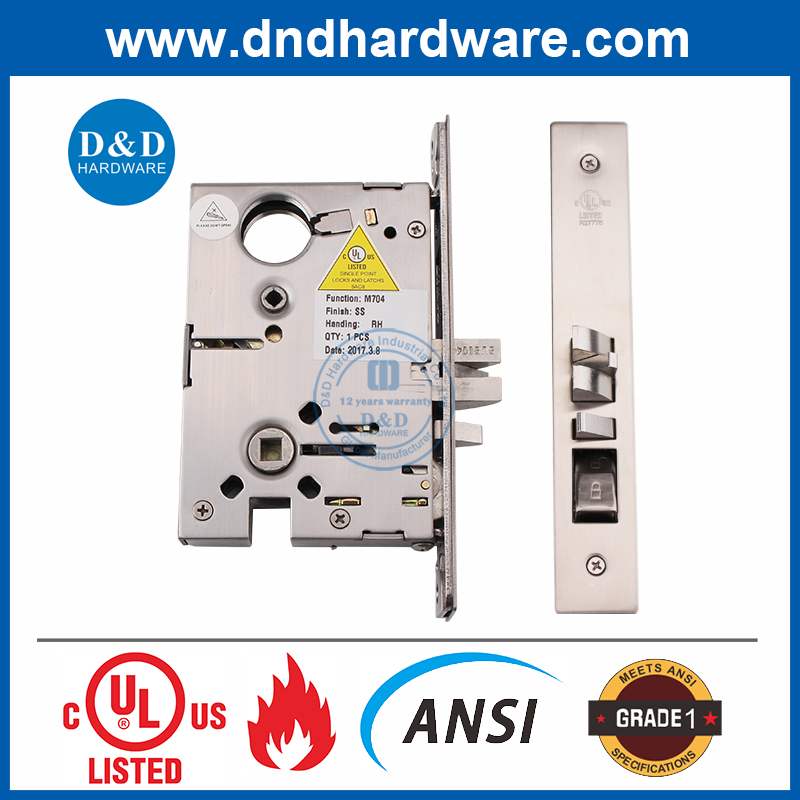 Stainless Steel 304 UL ANSI Grade 1 Fireproof Entry Door Mortise Lock-DDAL04 F04