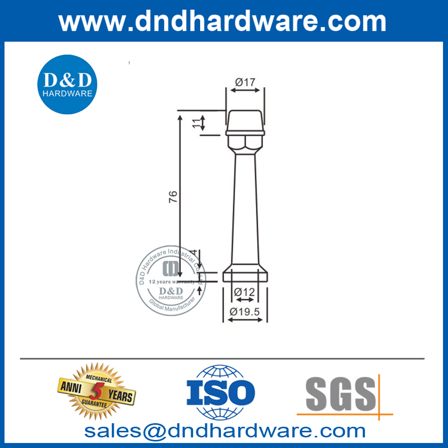 Zinc Alloy Satin Nickel Bedroom Door Stopper Hardware-DDDS015-B