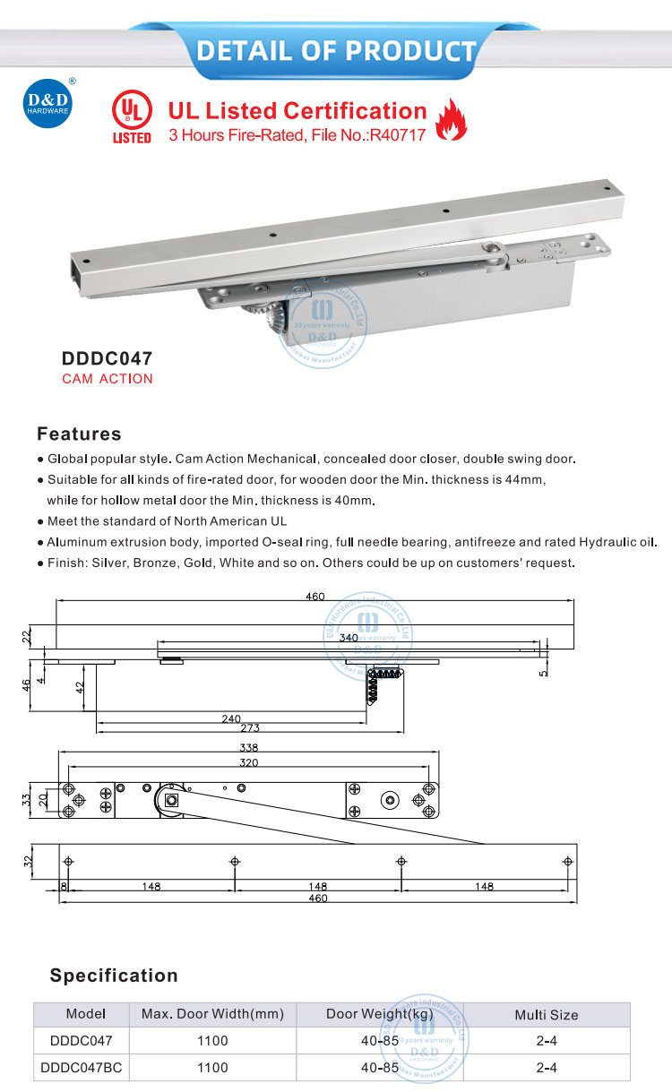 UL cam action door closer UL cam action door closer