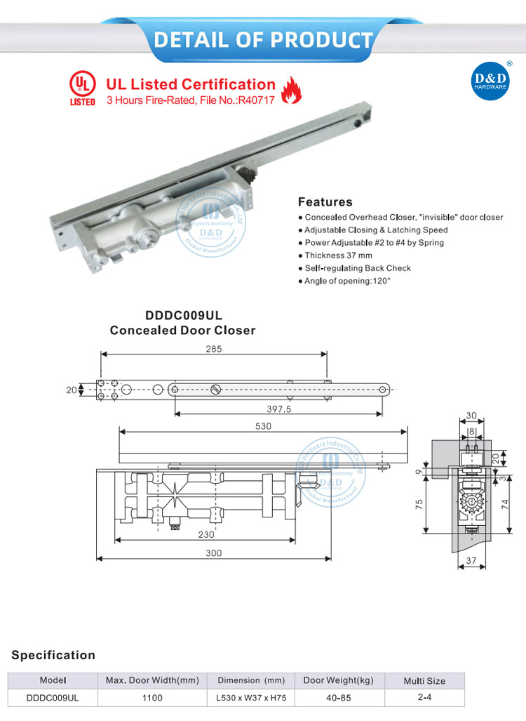 UL concealed door closer UL concealed door closer