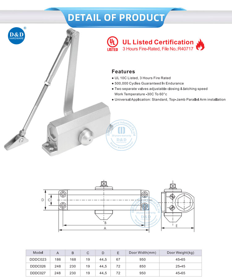 UL Listed Internal Door Closer-D&D Hardware UL Listed Internal Door Closer-D&D Hardware