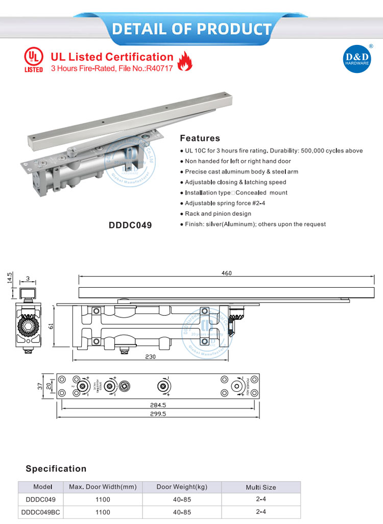 Concealed door closer Concealed door closer