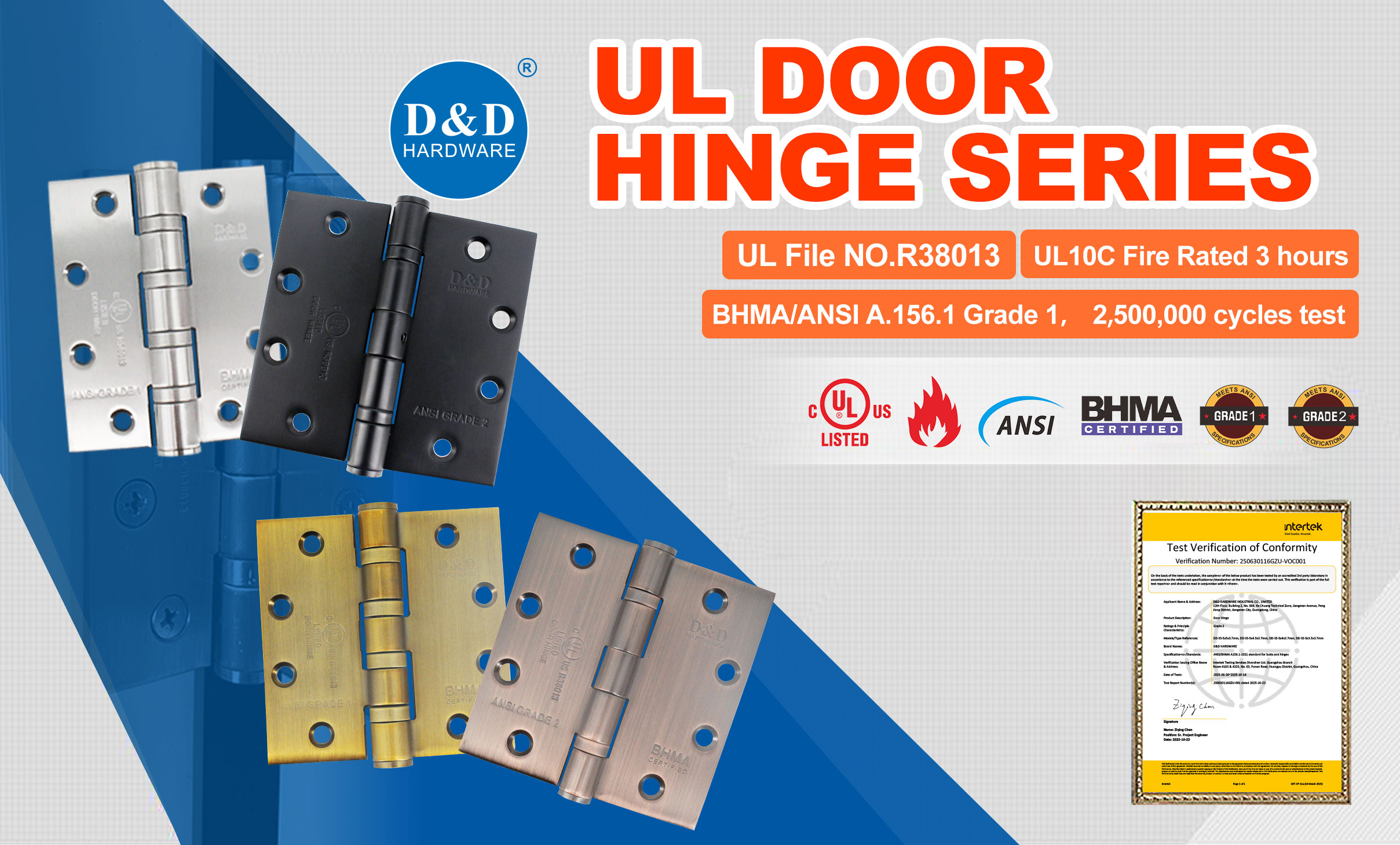 UL Fire-Rated Door Hinge