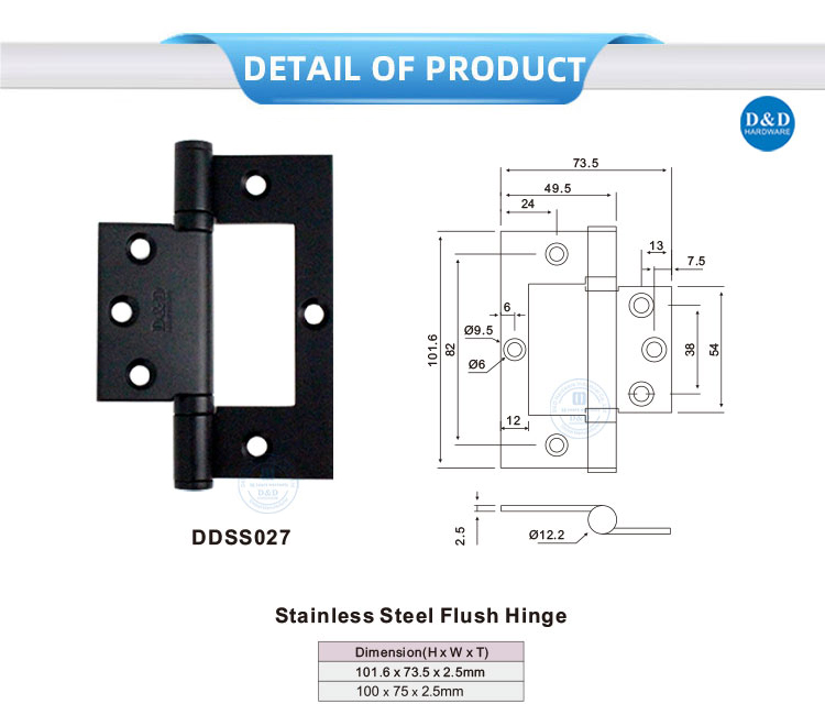 black flush door hinge