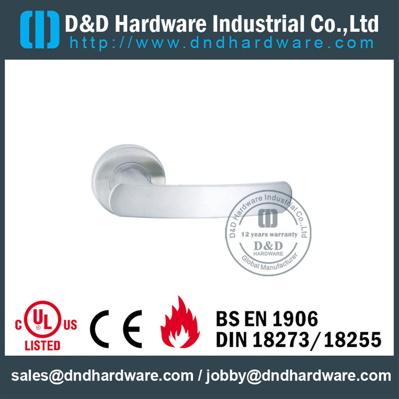 Grade 304 Designer Solid Lever Handle on Rose for Hollow Metal Doors -DDSH010