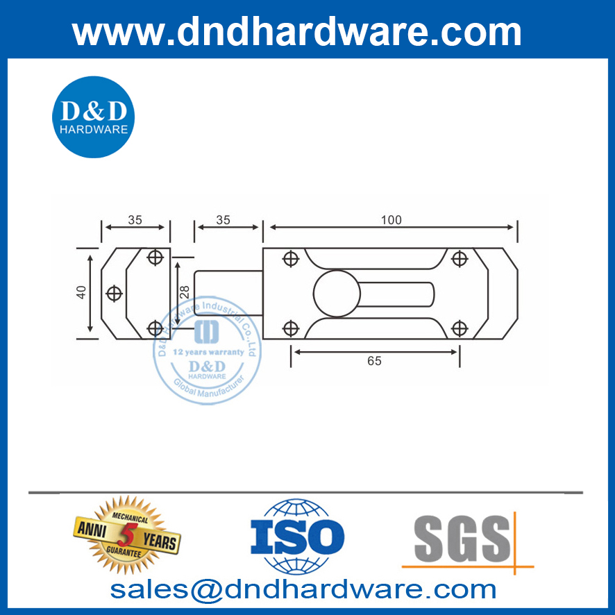 Heavy Duty Zinc Alloy Safety Slide Barrel Type Door Bolt-DDDB025