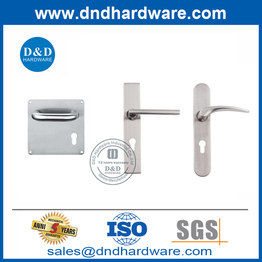 Round Corner Stainless Steel Tubing Lever Handle with Plate-DDTP003