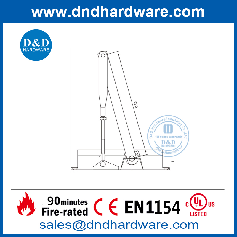 180 Degree BS EN1154 Aluminium Automatic Spring Fire Door Hinge-DDDC014
