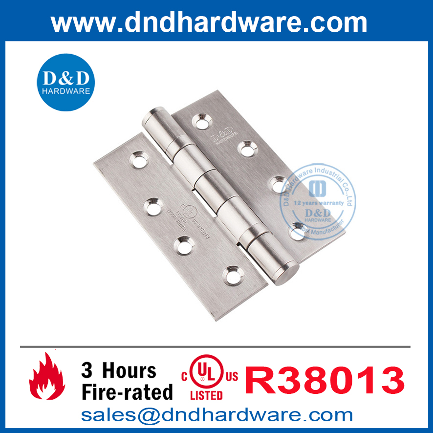 Silver UL Listed Metal Door Stainless Steel 316 Butt Hinge Manufacturer-DDSS001-FR-4X3X3.0