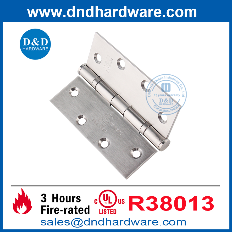 Good Quality Satin Stainless Steel Finish Fire Rated UL Listed Front Door Hinges-DDSS005-FR-5X4X3.0