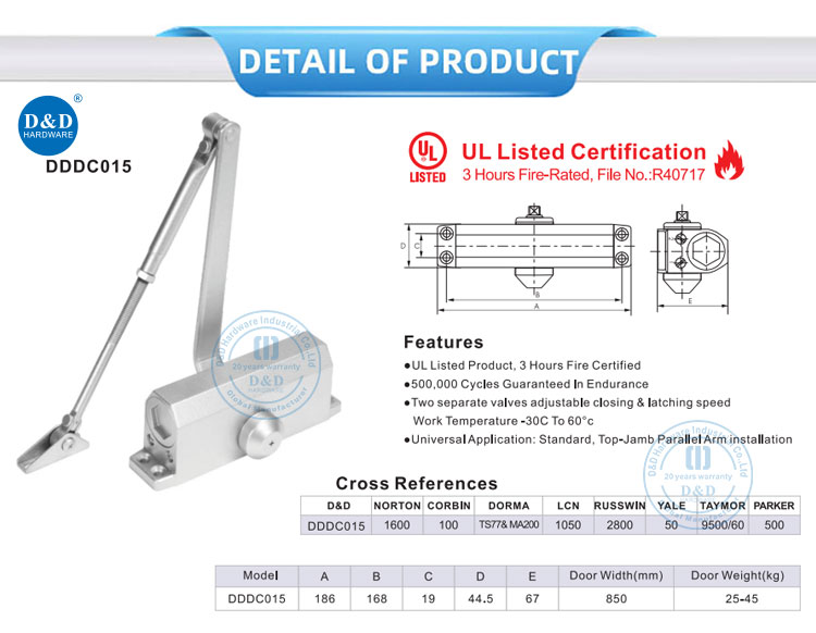 UL Listed Internal Door Closer-D&D Hardware UL Listed Internal Door Closer-D&D Hardware