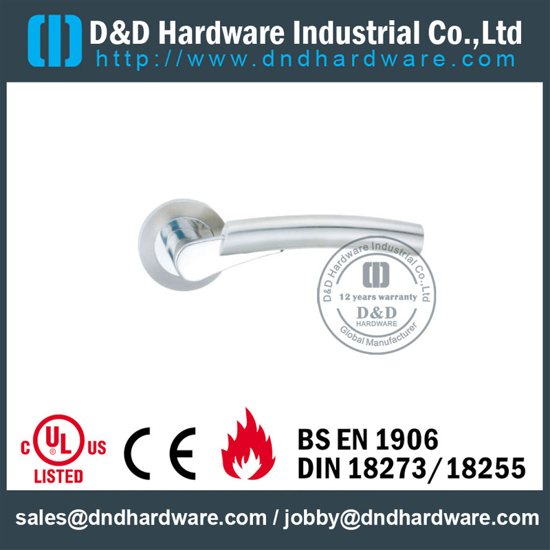 Antirust Investment Cast Solid Stainless Steel Lever on Rose for Wood Doors -DDSH017