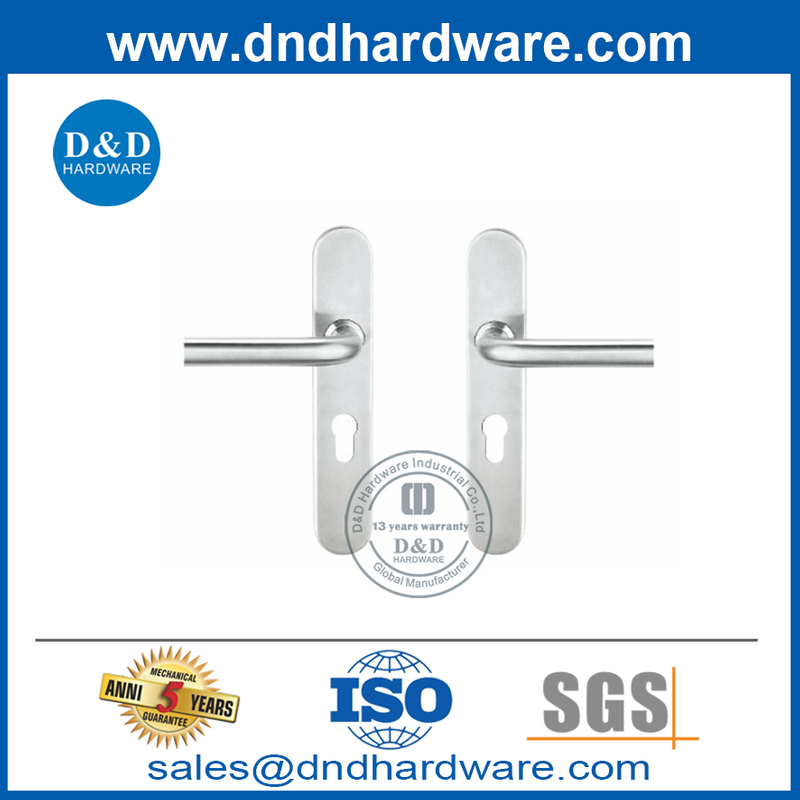 Round Corner Stainless Steel Tubing Lever Handle with Plate-DDTP003