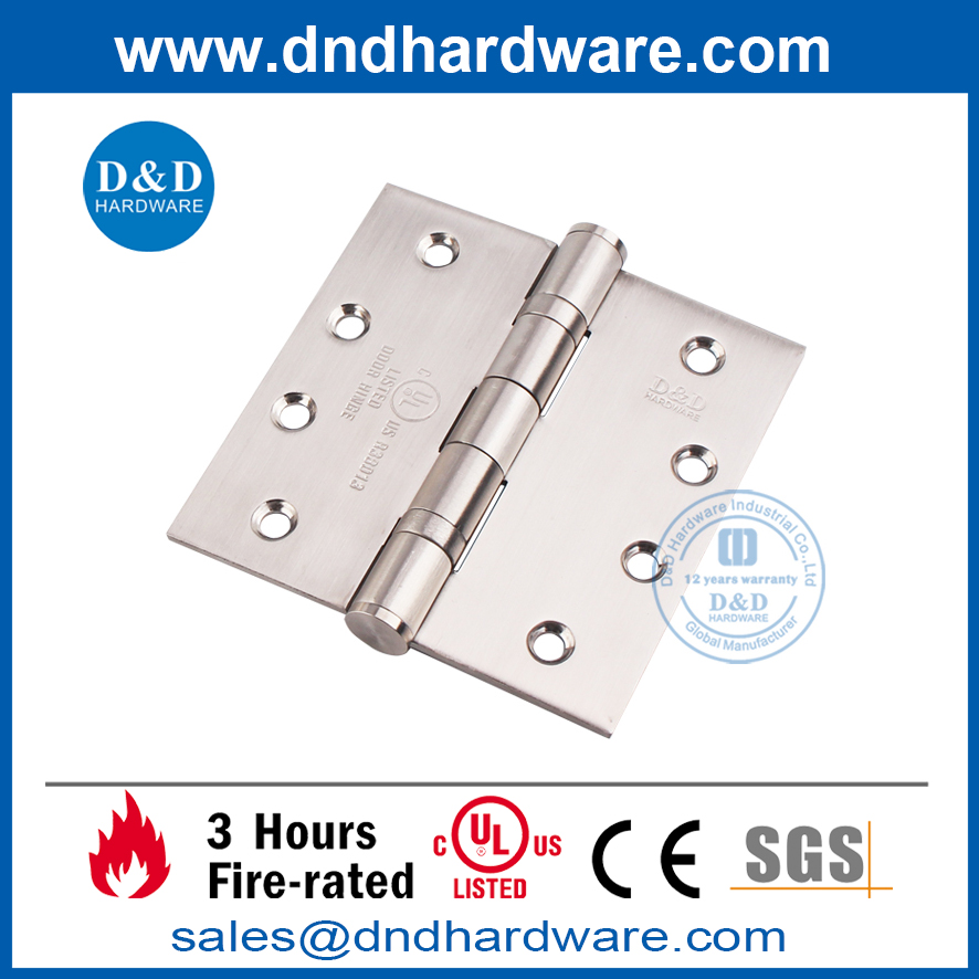 UL Certification SUS201 Fire Rated Full Mortise Door Hinge-DDSS001-FR-4X4X3