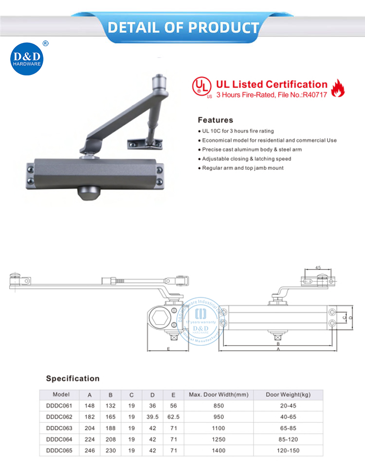 Adjustable Hydraulic Automatic Door Closer Adjustable Hydraulic Automatic Door Closer