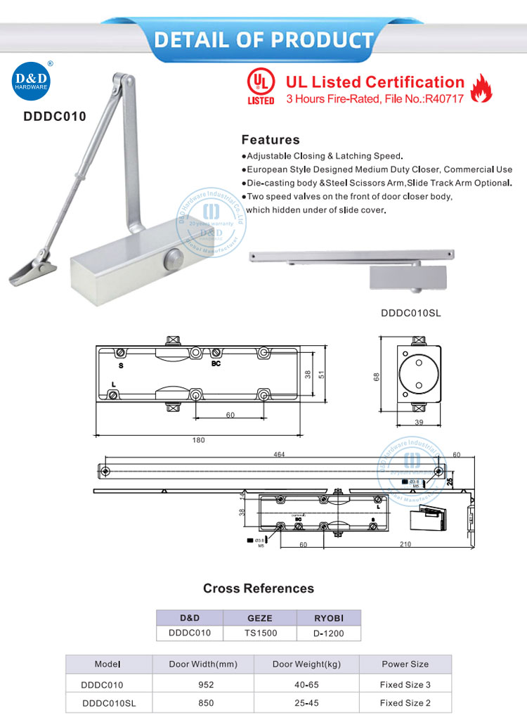 Hydraulic Door Closer for Wooden Door Hydraulic Door Closer for Wooden Door