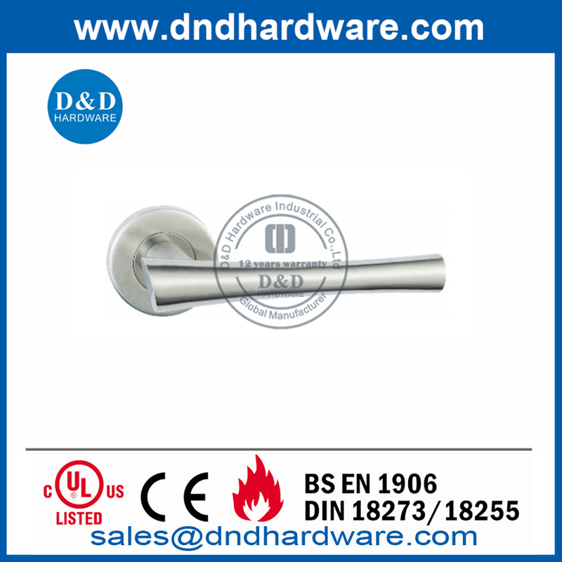 Grade 304 Silver Interior Door Lever Handle on Round Rose-DDSH045