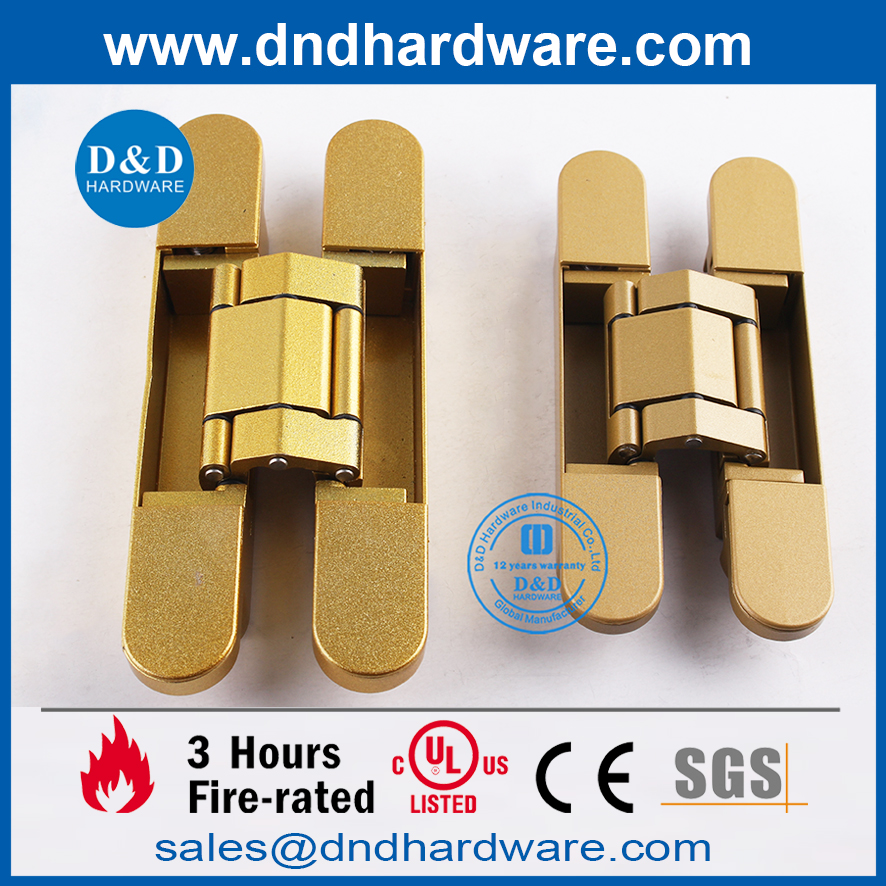 Golden Painted Zinc Alloy Adjustable 3D Concealed Hinge-DDCH008-G80