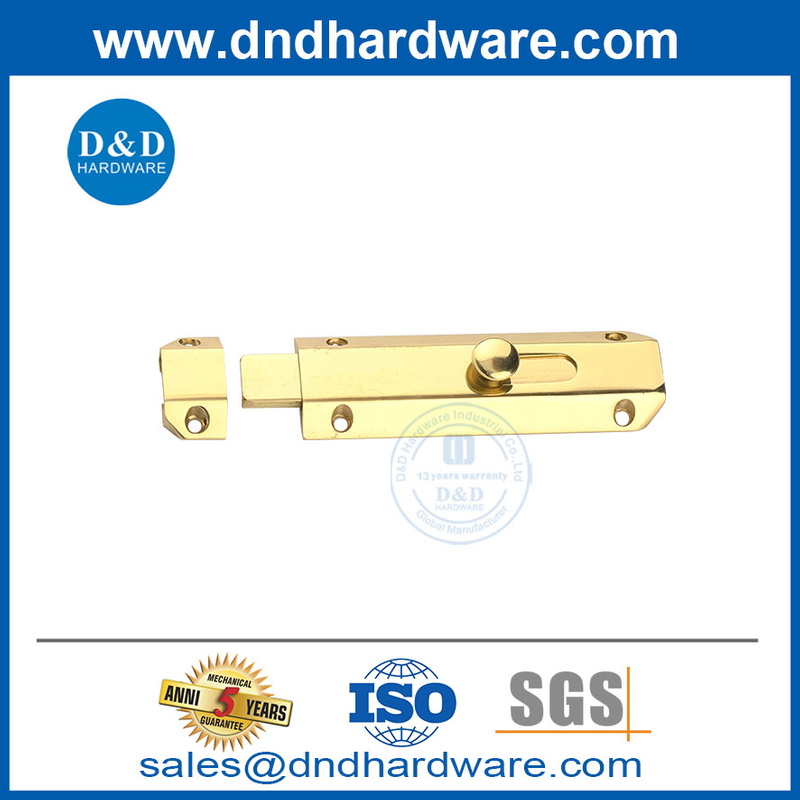 Polish Golden 6 Inch Barrel Door Bolt for House Exterior Door-DDDB017