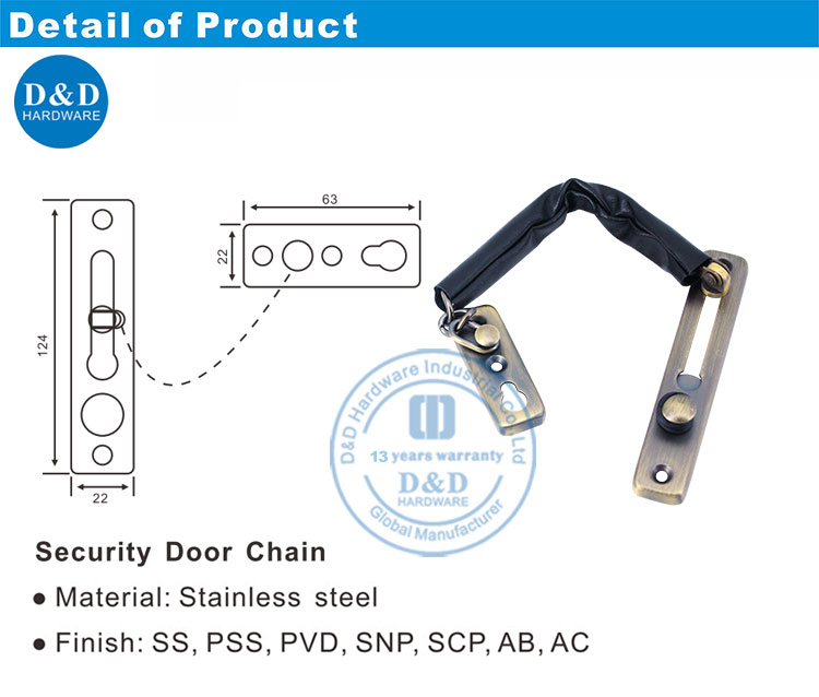 Antique Brass Door Chain Lock 