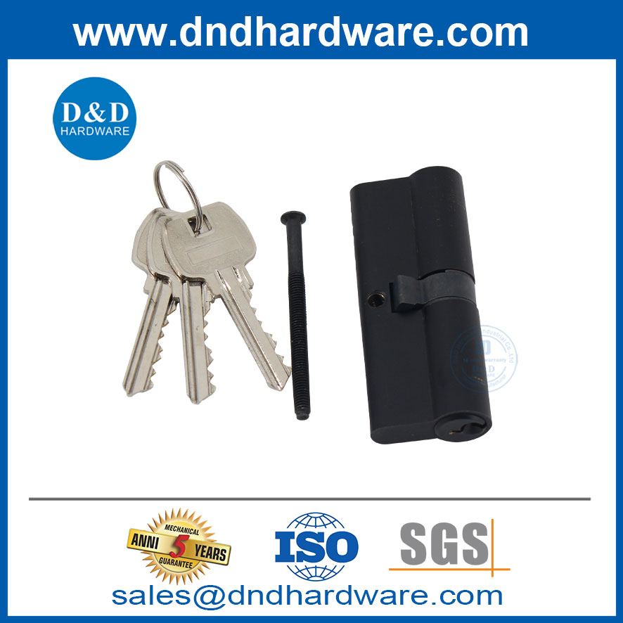 High Quality Brass Cylinder 80mm Double Keys Factory Black Door Lock Cylinder-DDLC003