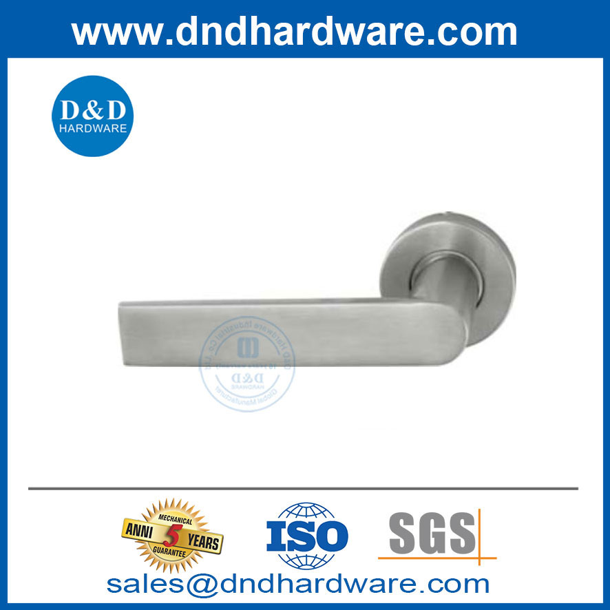 Front Door Handles Stainless Steel Lever Handle on Rosette for Security Door-DDTH043