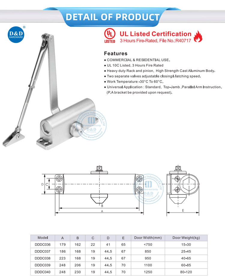 Hydraulic Commercial Door Closer Hydraulic Commercial Door Closer