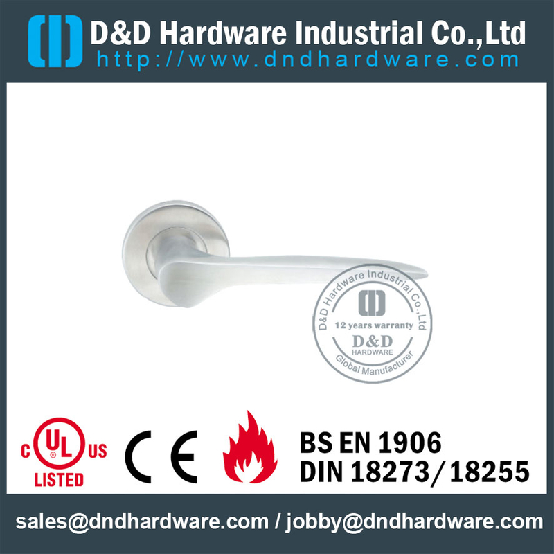 Stainless Steel 304 Casting Lever Handle on Rose for Exterior Doors -DDSH008
