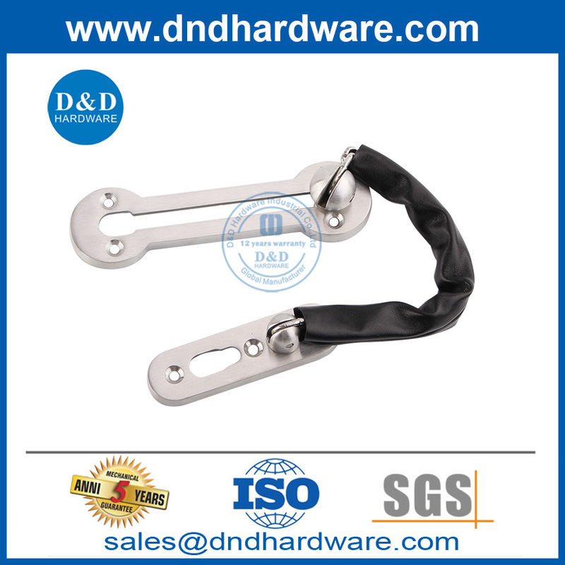 Silver Solid Stainless Steel Sliding Door Safety Chain Lock-DDDG003